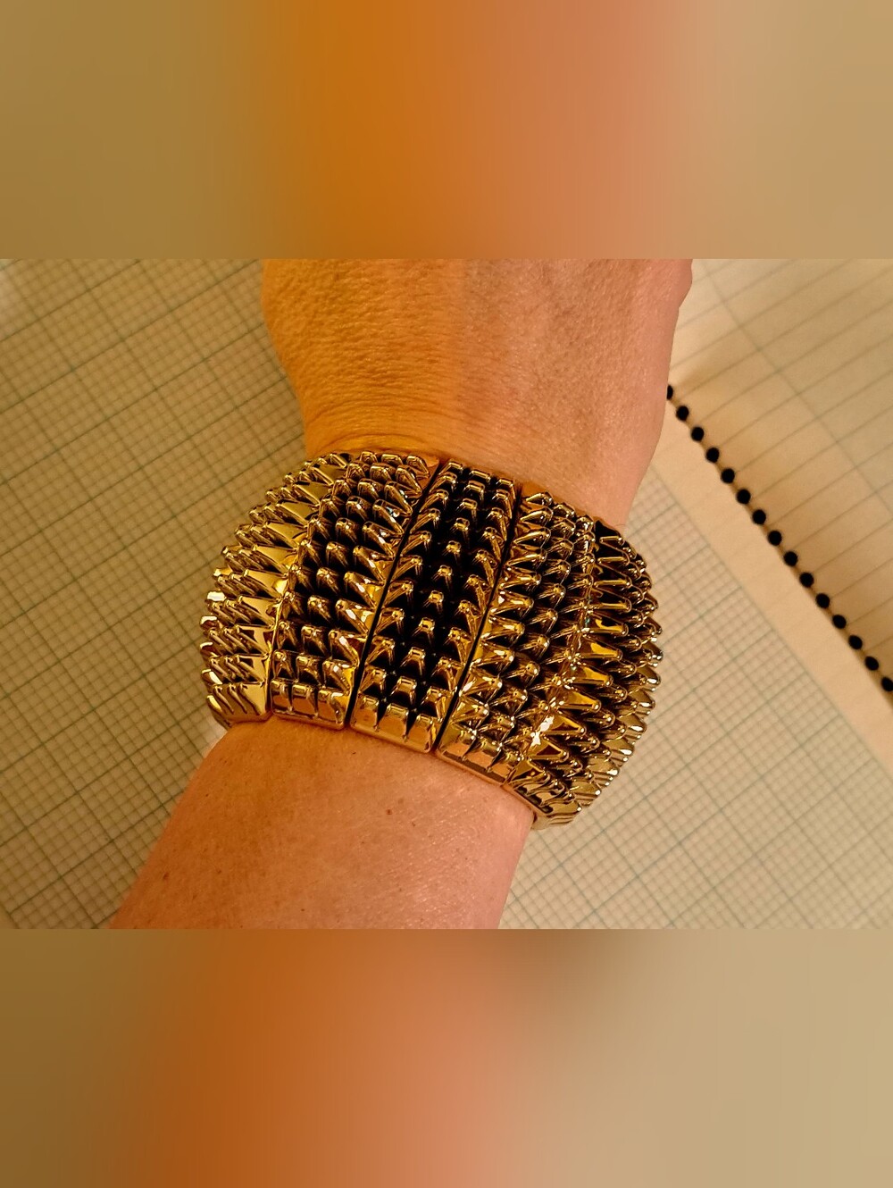 Gold Statement Spike Stretch Bracelet